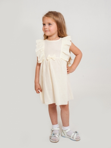 Купить 322-СЛ. Платье из муслина детское, хлопок 100% сливочный, р. 98,104,110,116 в Феодосии
